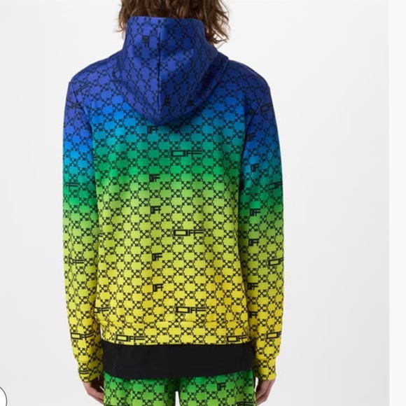 OFF-WHITE Athleisure Monogram Hoodie Blue/Green/Yellow Size S - Picture 2 of 16